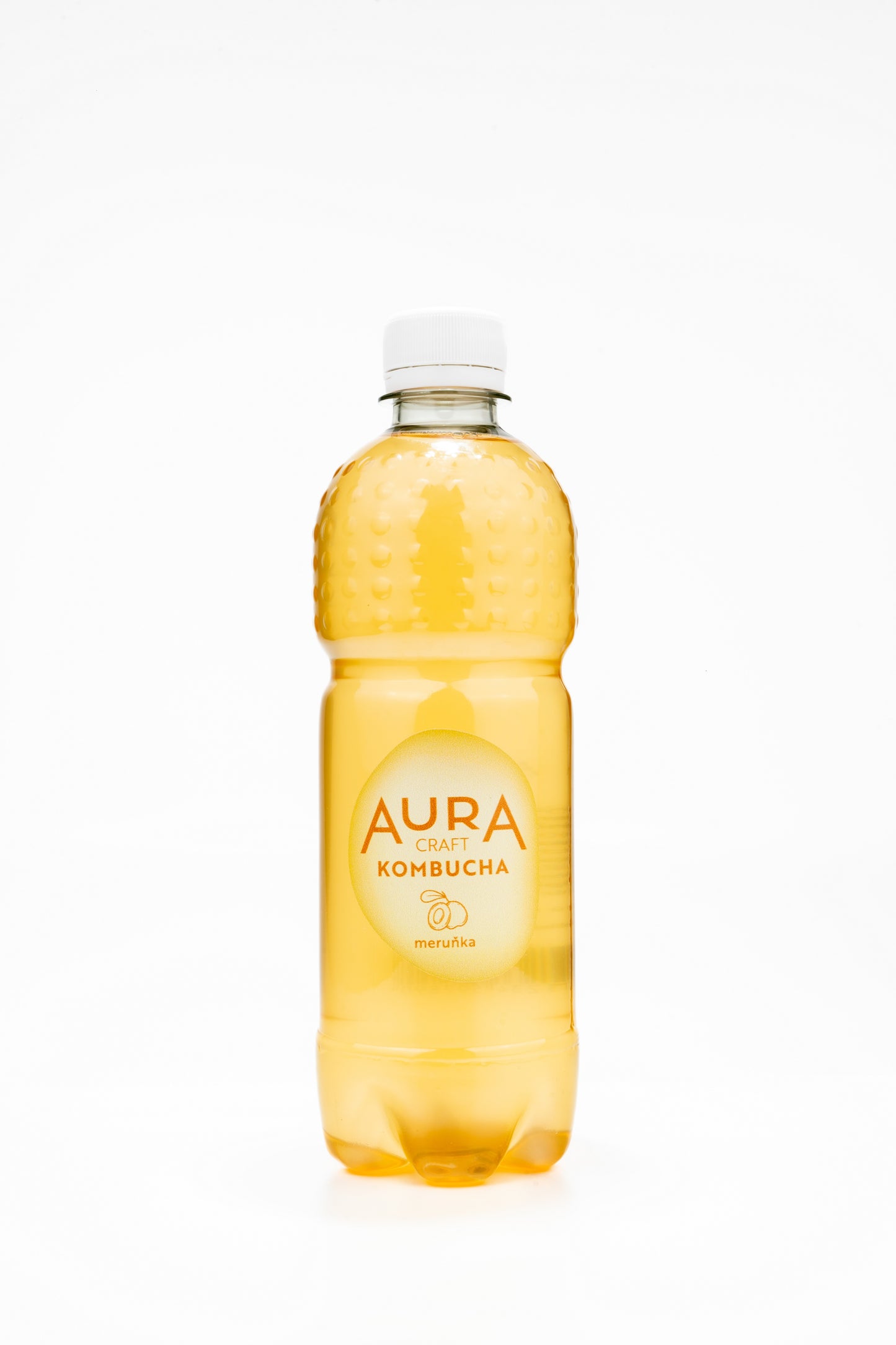 Aura Kombucha Meruňka – lahev 500 ml s čerstvými meruňkami