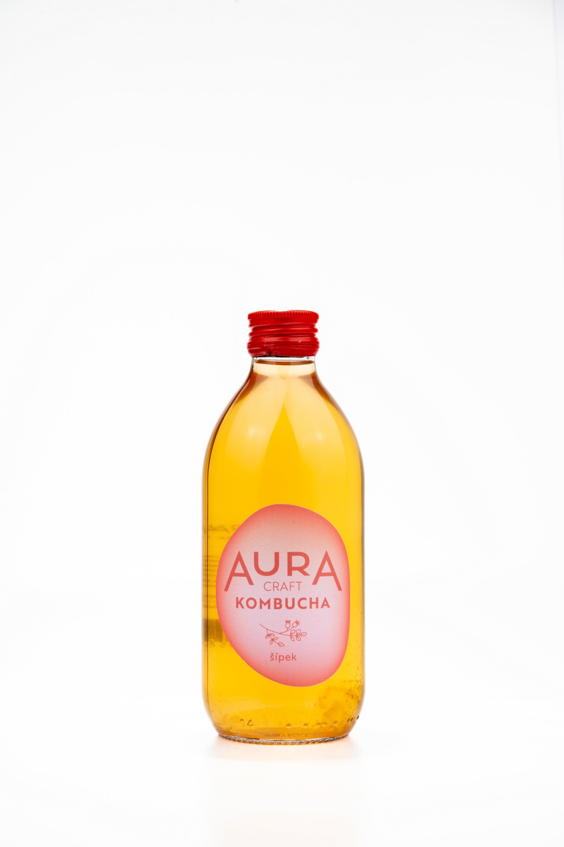 Aura Kombucha Šípek – lahev 330 ml s macerovaným šípkem